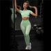 ng2510292 Ng2510292 Seamless High-elastic Tight-fitting Set Manufacturer, Women's Solid Color High-waisted Sports Set, Short-sleeved Long_ecoleips.com