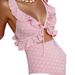 Women’s Floral Lace Trim One-Piece Swimsuit – Modest Cut With Elegant Peekaboo Details | Soft Padded Cups | S/M/L/XL_ecoleips.com