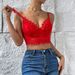 Cross-border Foreign Trade Solid Color Sexy Lace Deep V Strapless Crop European And American Style Tank Top 9328_ecoleips.com