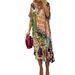 Women's Fashion And Casual Leopard Print Color Printed Deep V-Neck Five-Quarter Sleeve Dress_ecoleips.com