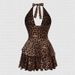 Sexy Leopard Print Suspender Slim Fit Dress for Women Sleeveless Hollowed out Deep V European And American Style Party Dress_ecoleips.com