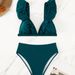 New European And American Split Solid Color BIKINI Swimsuit Women's Sexy Pleated Multi Color Swimming Suit_ecoleips.com