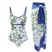 Women’s Sexy One-Piece Swimsuit With Cover-Up Skirt – Slimming High-Cut Bathing Suit (M-XL, Floral & Solid Colors, Quick-Dry Nylon Blend)_ecoleips.com