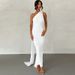 Summer European American Style Women's Sexy Backless Slim Fit Pleated Dress Solid Color Sleeveless Temperament Wholesale_ecoleips.com