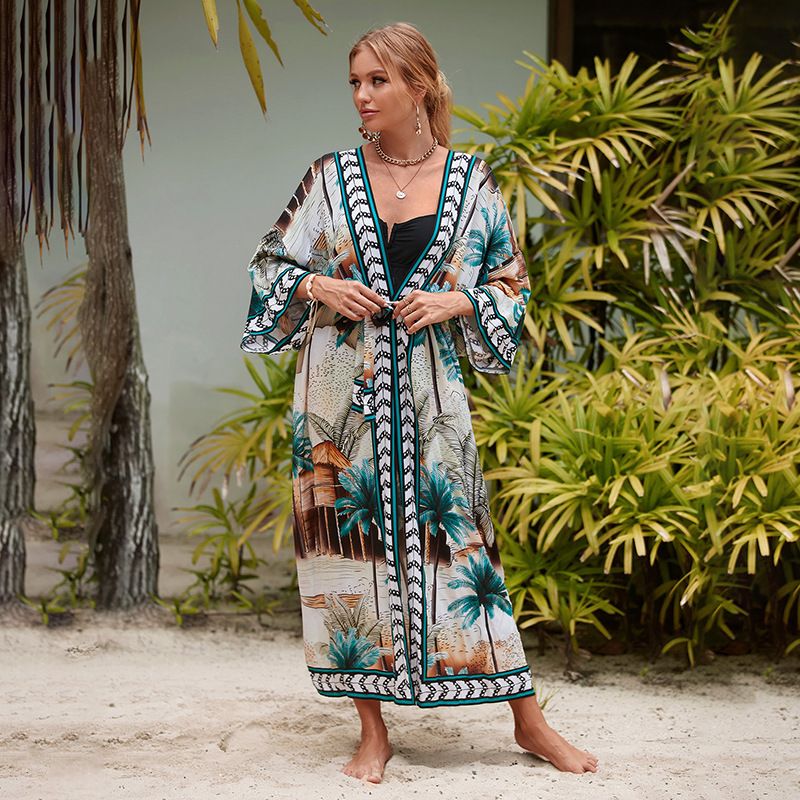 Floral & Animal Print Rayon Beach Cover-Up – Lightweight Kimono Wrap Dress With Tropical & Abstract Designs (16 Styles, One Size)_ecoleips.com