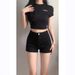 New Summer Black High-Waisted Tight Denim For Women, Sexy Tight-Fitting Butt-Lifting Shorts_ecoleips.com