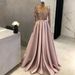 Women's Elegant Plus Size Evening Ball Dress V Neck Long Sleeve With Side Slit Regular Thickness For Summer Spring/Autumn_ecoleips.com
