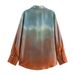 Women's Clothing Silk Satin Texture Gradient Loose Shirt Top Tie Dye Print Trousers Suit_ecoleips.com