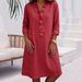 Women's V Neck Ruffled Long Sleeve Shirtdress – Slim Fit Casual Office Spring Dress 2026_ecoleips.com