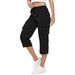 Women's Clothing Women's High-Waisted Drawstring Cargo Pants With Pockets A-Line Loose Wide Leg Stretch Hem Casual 7/8 Pants_ecoleips.com