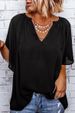 Women's Clothing Summer Casual Women's T-Shirt Chiffon Blouse V Neck Top Loose Fit New_ecoleips.com