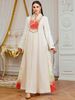 Elegant Long Robe Dress for Women with Embroidery And Patchwork Loose Ethnic Style Evening Gown with Long Sleeves Cross Border New Export Style_ecoleips.com