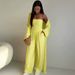 Women's Casual Three Piece Fashion Set Loose Fit Long Sleeved Cardigan with Pockets Straight Leg Pants And Tube Top European American Style_ecoleips.com