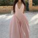 Spring 2026 Women's French Style Dress Elegant INS Halter Neck Pleated Waist Fitted Long American Fashion New Clothing_ecoleips.com