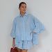 Women's Summer Loose Fitting Shirt And Shorts Set Ruffled Three Quarter Sleeve Top_ecoleips.com
