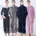 Aria Basics Women's Flannel Robe Autumn Winter, Thickened Extended, With Zipper, Loose-fitting Plus-size Bathrobe For Couples,_ecoleips.com