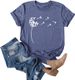 Cicy Bell Women's Dandelion Print T Shirts Cute Graphic Tees Short Sleeve Summer Cotton Tee Tops_ecoleips.com