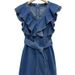 European And American Fashion Blogger's Same Style Women, 2026 Spring New Model, V-neck Ruffled Sexy Slim-fit Denim_ecoleips.com