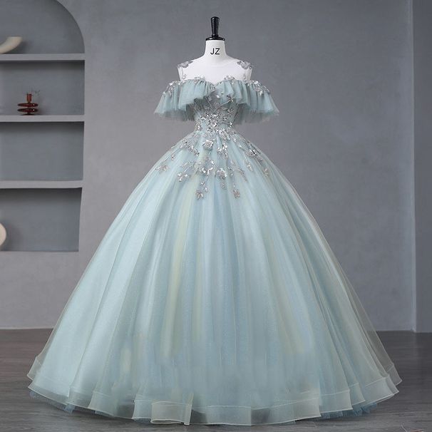 Elegant Off-Shoulder Ball Gown – A-Line Tulle Dress For Concerts, Recitals & Formal Events (XS-3XL)_ecoleips.com