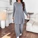 Minimalist Korean Fashion For Women 2025 Autumn New Casual Stylish Sleeve Top Slimming Long Pants Two-Piece Set_ecoleips.com