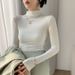 2025 Beer Half High Collar Base Shirt Women's Long Sleeved T-Shirt 2025 Autumn And Winter New Slim Fit Inner Layer Heating_ecoleips.com