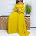 Women's Clothing Fashion One-character Collar Ruffled Sleeve Solid Color Pleated Wide-leg Jumpsuit_ecoleips.com