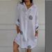 Women's V-Neck Floral Print Shirt Dress, Long Sleeve Linen Blend Button Down Maxi Dress For Casual Elegance_ecoleips.com