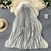 Women's Clothing High Grade Metallic Pleated Skirt Autumn And Winter Styles Fashionable Elastic Waist Elegant A Line Mid Length Skirt_ecoleips.com