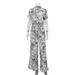 Lapel Short Shirt High Waist Slim Wide Leg Pants Two Piece Suit European And American Women's Clothing New Ink Print Fashion Suit_ecoleips.com