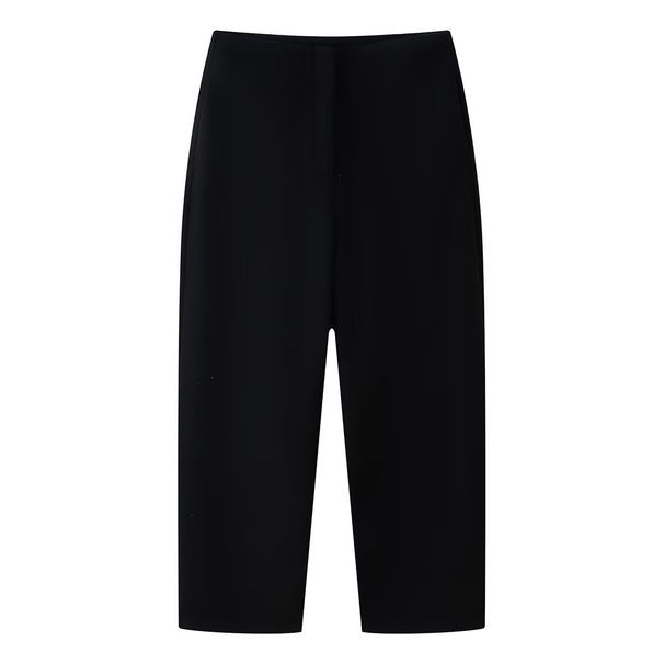 Effortless Curve Hem Wide-Leg Wool Blend Trousers For Women - Chic High-Waisted Straight Long Pants For Street Style & Daily Comfort (Black, Brown)_ecoleips.com