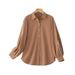 Women Long Lantern Sleeve Tops Muslim Solid Color Casual Shirts Elegant Work Shirts_ecoleips.com