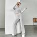 Voya Hot Selling Women's Solid Color Simple Style Fashion Set For Spring And Summer Fashion, Casual Sports Style Temperament Two-piece Set_ecoleips.com