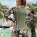 2025new cross border conservative sunscreen diving suit European and American foreign trade printed boxer pants long sleeved swimsuit female_ecoleips.com