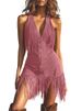 K New Women's Dress Sexy Deep V-strap Tassel Slim Fit Dress_ecoleips.com
