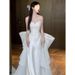 Mermaid Wedding Dress 2025 New French Satin Main High-Quality Texture Light Luxury Petite Bride Outing Gown_ecoleips.com