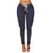 Women's Clothing Pencil Pants Multi Pocket Drawstring Ladies Casual Pants With Belt_ecoleips.com