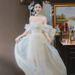 Off-the-shoulder Travel Photography Light Wedding Dress, Forest-style, Ultra-fairy Dreamy, Runaway Princess Bride's_ecoleips.com