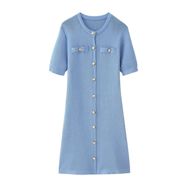 Women's Slim Fit Knitted Dress Round Neck Short Sleeved Fashion Summer Dress Versatile_ecoleips.com