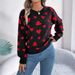 Women's Clothing Casual Color Blocked Heart Lantern Sleeve Pullover Sweater Spring/Autumn Winter Acrylic Regular Thickness England Style Fashion_ecoleips.com
