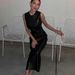 Women's Clothing Tight Pleated Sexy Fashion Unrepaired Round Neck Hip Leather Dress_ecoleips.com