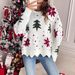 Women's Clothing Fashionable Edition Christmas Snowflake Knit Sweater For Women - Cozy Acrylic Pullover With Round Neck, Festive Holiday Style_ecoleips.com