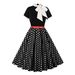 Cross-Border European And American Retro For Women 2025 New Hepburn Print Floral Polka Dot Bow Dress_ecoleips.com