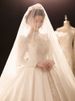 New Style Long Sleeved Wedding Dress French Retro Court Style Satin Main Wedding Dress With Long Train For Spring_ecoleips.com