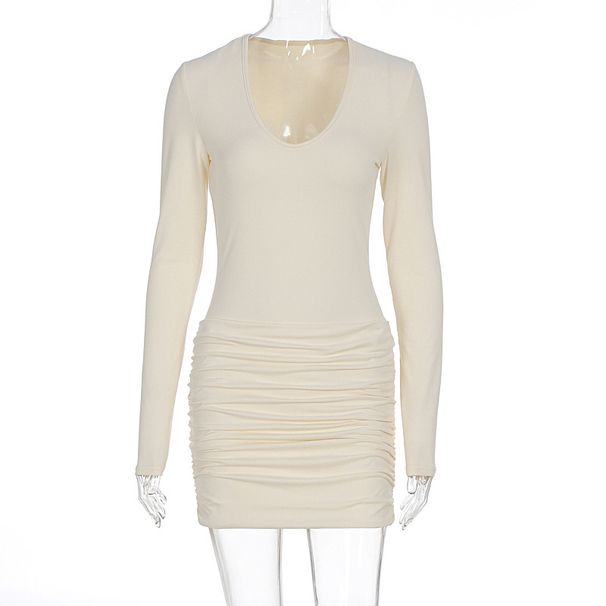 Summer New Arrival Womens Versatile Ruched Hip Wrapped Bodycon Dress Fashion Casual Slim Daily Outfit Dress_ecoleips.com