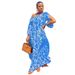 Summer New European And American Women's Printed Dress Slant Shoulder Mid-sleeve Loose Sexy Long Dress_ecoleips.com