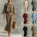 Elegant Women's High-Waisted Midi Skirt Suit European American Style round Neck Three Quarter Sleeve Loose Top for Commuting_ecoleips.com