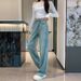Women’s Clothing spring and summer new luxury gradient rhinestones starry straight jeans narrow leg pants_ecoleips.com