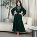 Verve Because500219 Muslim Dubai Velvet Evening Gown Robe Blue Water Drop Rhinestone Jalabiya Women's Wear_ecoleips.com