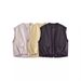 Trendy Streetwear Vest With Ruffled Hem - Lightweight Woven Polyester, Round Neck, Zip Front - Yellow, Black, Light Gray, Army Green (S/M/L/XL)_ecoleips.com