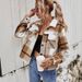 Women's Plaid Contrast-Color Long Sleeve Jacket Winter Fashion Notched Lapel Single-Breasted Coat_ecoleips.com